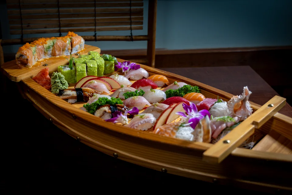Midori’s Family Boat with sushi, sashimi and rolls