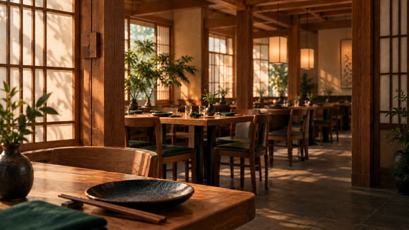 AI concept illustration of a timber dining room
